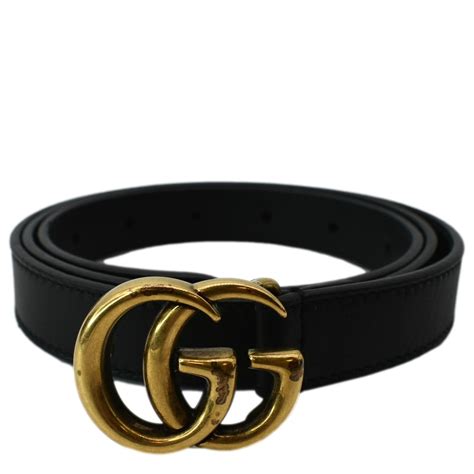 gucci 409417 ap00t|Black Leather Belt with Double G Buckle for Women .